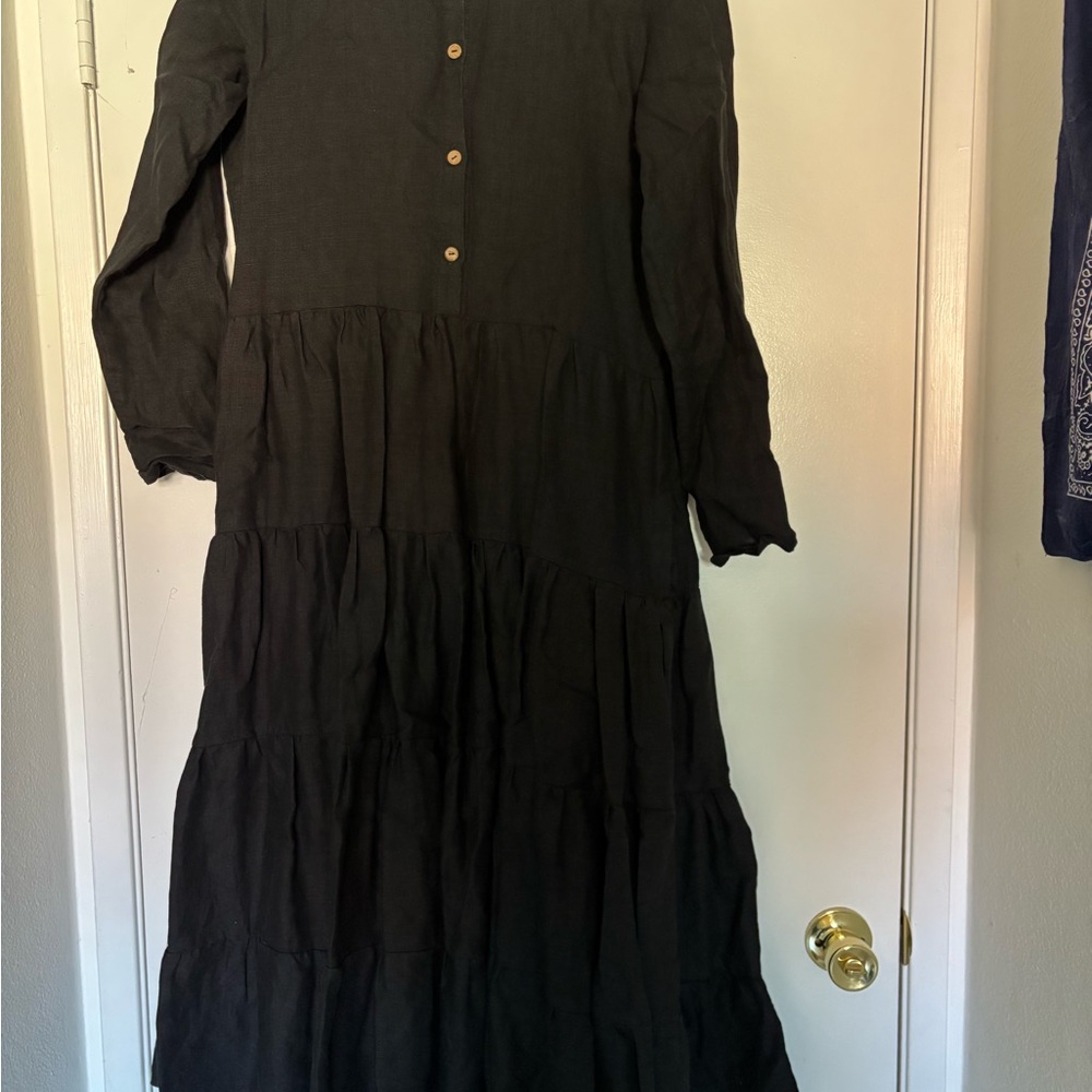 Chic Black Long Sleeve Maxi Dress